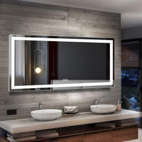 HUGE Discount! Home LED Bathroom Mirror with Lights, Anti Fog Dimmable, Bluetooth Speaker Vertical/Horizontal Mount,