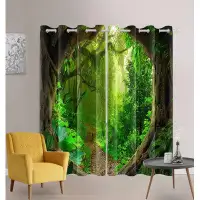 Frifoho Vibrant Jungle Forest Curtains For Living Room Decor Rainforest Nature Scenery Window Curtain Blackout Window Pa