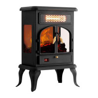F2C Global Limited selectric Freestanding Portable Electric Fireplace Heater w/ Remote, Dark Black