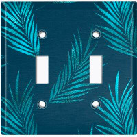 WorldAcc Teal Jungle Leaves Plant 2-Gang Toggle Light Switch Wall Plate