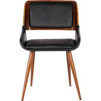 Hokku Designs Hokku Designs Panda Dining Chair In Black Faux Leather And Walnut Wood Finish