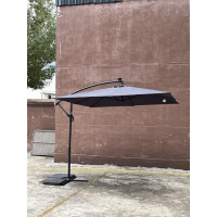 Arlmont & Co. Square 2.5X2.5M Outdoor Patio Umbrella Solar Powered LED Lighted Sun Shade Market Waterproof 8 Ribs Umbrel