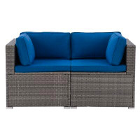 CorLiving 55'' Wide Outdoor Wicker Symmetrical Patio Sectional with Cushions