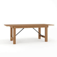 The Twillery Co. Taren Rectangular Solid Pine Farmhouse Dining Table with Folding Legs
