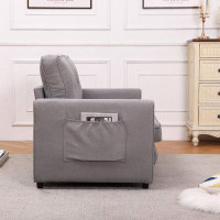 Ebern Designs Upgraded Loveseat Sleeper Sofa Bed, Futon Sofa Bed With 2 Side Pocket, 3-in-1 Upholstery Floor Gaming Sofa