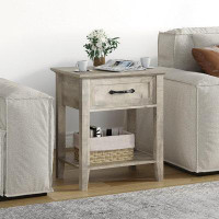 Rubbermaid Grey Nightstand, End Table With Drawer, Side Table For Spaces, 2 Tiers Storage Shelves With Dresser, Bedside