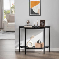 17 Stories 17 Stories Black Half Moon Console Table 2 Tier Narrow Entryway Table With Storage Modern Couch Table Small E