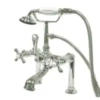 Elements of Design Hot Springs Triple Handle Wall Mounted Clawfoot Tub Faucet with Handshower