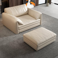 Fortuna Femme 47.24" Beige Genuine Leather Modular Sofa cushion couch