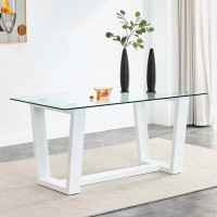 Ivy Bronx Large Modern Glass Dining Table
