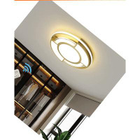 Mercer41 Ceiling Light Fixture, Gold Modern Led Ceiling Light With Remote Control, Flush Mounted Chandelier Lighting Fix