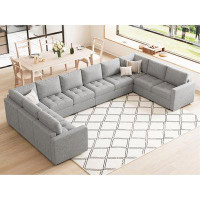 Hokku Designs Maicyn 166.2" Wide Large Freely Combined Tufted Upholstered Sectional Sofa with Storage