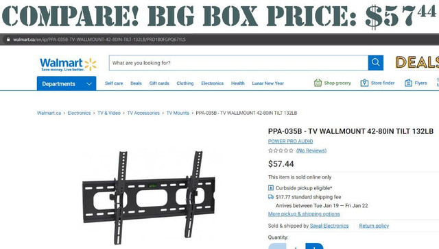 POWER PRO AUDIO 42-80 INCH TILTING TV WALL MOUNT - INCREDIBLE SURPLUS PRICE!!! in General Electronics - Image 4