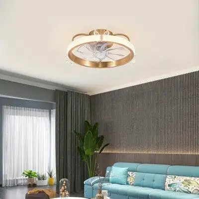 Introducing our exquisite crystal chandelier ceiling fan with a copper-tone finish and crystal butte...