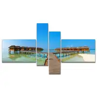 East Urban Home 'Bungalows in Maldives Island' Photographic Print Multi-Piece Image on Canvas
