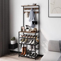 KD Large 5-Tier Hall Tree With Console Table Entryway Coat Rack Freestanding Shoes Rack Storage Shelf Organizer For Home