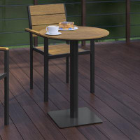 Hokku Designs Derby Lane Commercial 24 Inch Round Faux Teak Outdoor Patio Dining Table