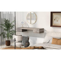 Millwood Pines " Multi-functional Wall-mounted Desk In Log Grey: Vanity, Office, And Computer Desk With Drawers & Wooden
