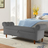 Wildon Home® Teddy Velvet Multifunctional Storage Rectangular Sofa Stool, Upholstered Sofa