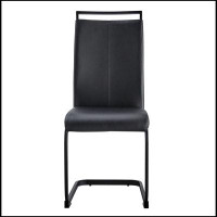 Mercer41 Modern Dining Chairs, Leathaire Fabric High Back Upholstered Side Chair With C-Shaped Tube Black Metal Legs For