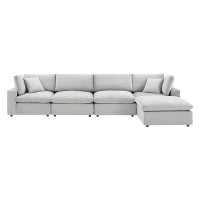 TODAY DECOR Todaydecor Commix Down Filled Overstuffed Performance Velvet 5-Piece Sectional Sofa