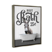 Trinx Latitude Run® Vintage Donkey Bathtub Framed Floater Canvas Wall Art Design By Lettered And Lined
