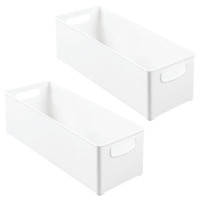 mDesign mDesign Plastic Stackable Kitchen Organizer Storage Bin - 2 Pack - White