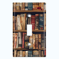 WorldAcc Bookshelf Library 1-Gang Toggle Light Switch Wall Plate