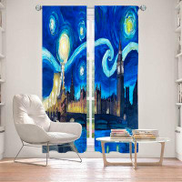 East Urban Home Lined Window Curtains 2-panel Set for Window Size by Markus - Starry Night London Van Gogh