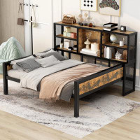 17 Stories Full Size Cabin Daybed With Storage Shelves, Metal