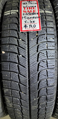 P 215/60/ R16 Michelin X-Ice Winter M/S*  Used WINTER Tires 98% TREAD LEFT  $100 for THE TIRE / 1 TIRE ONLY !!
