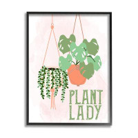 Stupell Industries Casual Plant Lady Hanging Green Potted Vegetation  Giclee Texturized Art By Kim Allen