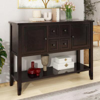Red Barrel Studio Cambridge Series  Ample Storage Vintage Console Table With Four Small Drawers And Bottom Shelf For Liv
