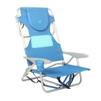Ostrich Ostrich 3N1 Reclining Chair and Ladies Comfort On-Your-Back Beach Chair, Blue