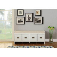 Latitude Run® Armless/Backless Bench With Cushioned Seat And Four Drawers, Shoe Bench For Living Room, Entryway