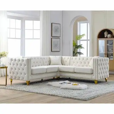 Rosdorf Park 82.2-Inch Velvet Corner Sofa Covers, L-Shaped Sectional Couch