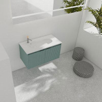 Latitude Run® 35.8'' Wall Mounted Single Bathroom Vanity with Resin Top