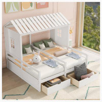 Red Barrel Studio Mubashshir Platform Beds with Two Drawers for Boy and Girl Shared Beds