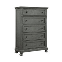 wendeway Jackson Modern Style 5-Drawer Chest Made With Wood & Rustic Grey Finish