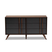 Latitude Run® Lefancy Two-Tone Grey and Walnut Finished Wood 6-Drawer Bedroom Dresser