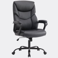 Inbox Zero Home Office Chair ErgoNomic PU Leather Desk Chair with Armrests
