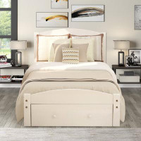 Winston Porter Retro Classic Design Twin Size Wooden Platform Bed Frame With Drawer And Casters,Suit For Bedroom