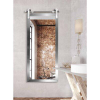 Latitude Run® Miroir de salle de bain Rayne avec rail de porte de grange en acier