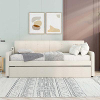 Wildon Home® Upholstery Daybed With Trundle And USB Charging Design