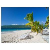 Made in Canada - Design Art Beach Coconut Palms in Wind - Wrapped Canvas Photograph Print