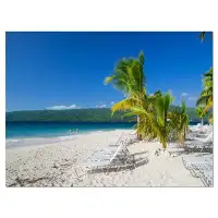 Made in Canada - Design Art Beach Coconut Palms in Wind - Wrapped Canvas Photograph Print