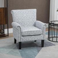MODERN UPHOLSTERED ACCENT CHAIR, SINGLE SOFA CHAIR WITH SOFT LINEN TOUCH FABRIC