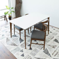 Corrigan Studio Siriana 5-Piece Mid-Century Rectangular Dining Set W/ 4 Fabric Dining Chairs In Grey