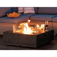 17 Stories Lisdale 35" W Concrete Propane Outdoor Fire Pit Table with Lid