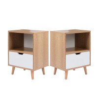 Corrigan Studio Nightstand Set Of 2, 2-tier End Table With Drawer And Shelf Storage, Side Table Accent Table For Bedroom